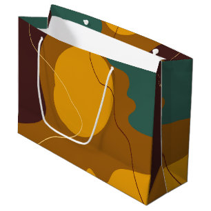 Grand Sac Cadeau Tons Terre formes organiques abstrait arrière - pl
