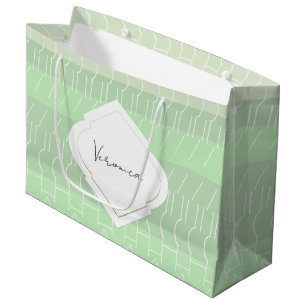 Grand Sac Cadeau Tons verts de terre moderne Motif géométrique