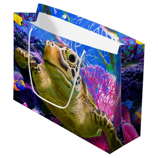 Grand Sac Cadeau Tortue de mer (Devant Angle)
