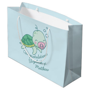 Grand Sac Cadeau Tortue de mer mignonne Baby shower Kawaii Rose Gir