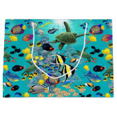 Grand Sac Cadeau Tortue de mer tropicale hawaïenne de poissons de (Devant)