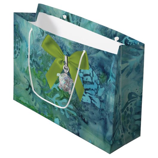 Grand Sac Cadeau Tortues marines Batik (Devant Angle)