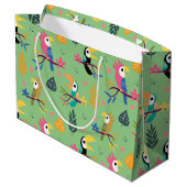 Grand Sac Cadeau Toucans et perroquets (Dos Angle)