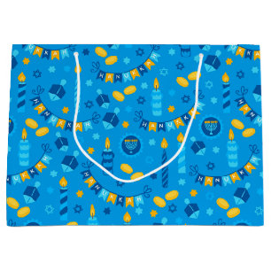 Grand Sac Cadeau Toupies de Hanouka