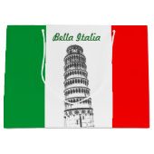 Grand Sac Cadeau Tour penchée customisée de Pise et de drapeau (Devant)
