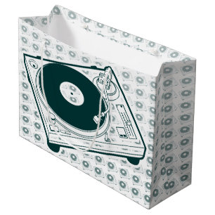 Grand Sac Cadeau Tourne-disque de cire de vieille école (vinyle)