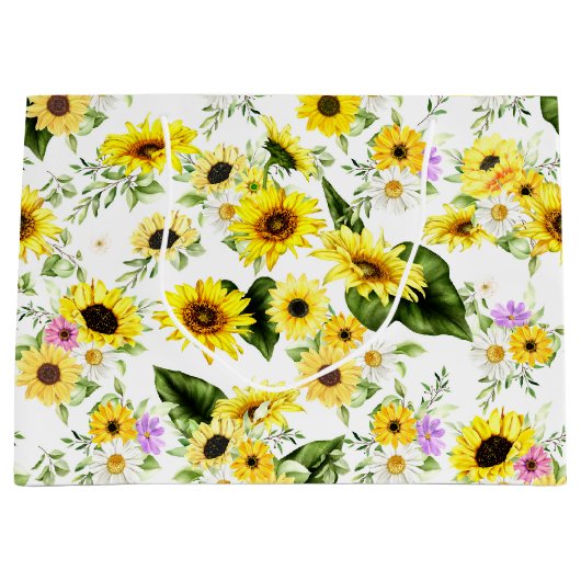 Grand Sac Cadeau Tournesol à l'aquarelle 7 (Devant)