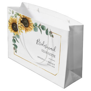 Grand Sac Cadeau Tournesol Eucalyptus Floral Bridesmaid Mariage