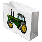 Grand Sac Cadeau Tracteur vert (Dos Angle)