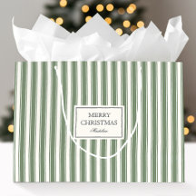 Traditionnel Noël Vert Sauge Rayure Personnalisé