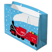 Grand Sac Cadeau Train à vapeur de Noël dans la neige (Dos Angle)