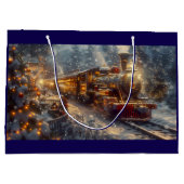 Grand Sac Cadeau Train de Noël (Dos)