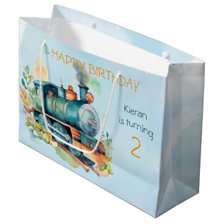Grand Sac Cadeau Train Engine Boy 2nd. Anniversaire