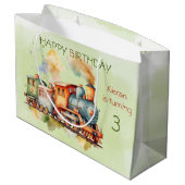 Grand Sac Cadeau Train Engine Boy 3e. Anniversaire (Dos Angle)