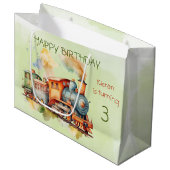 Grand Sac Cadeau Train Engine Boy 3e. Anniversaire (Devant Angle)