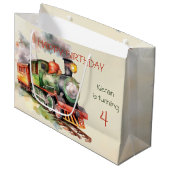 Grand Sac Cadeau Train Engine Boy 4e anniversaire (Devant Angle)