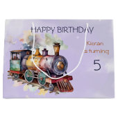 Grand Sac Cadeau Train Engine Boy 5th. Anniversaire (Devant)