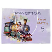 Grand Sac Cadeau Train Engine Boy 5th. Anniversaire (Dos)