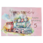 Grand Sac Cadeau Train Engine Girl 5th. Anniversaire (Dos)