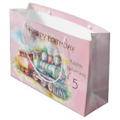 Grand Sac Cadeau Train Engine Girl 5th. Anniversaire (Dos Angle)