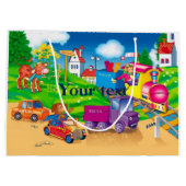 Grand Sac Cadeau train et voiture (Dos)