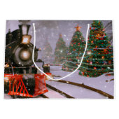 Grand Sac Cadeau Train forestier de Noël (Devant)