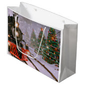 Grand Sac Cadeau Train forestier de Noël (Devant Angle)