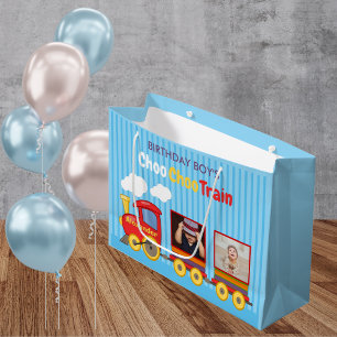 Grand Sac Cadeau Train Jouet Toddler Boy Birthday Blue