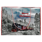 Grand Sac Cadeau Train Snow Photo (Dos)