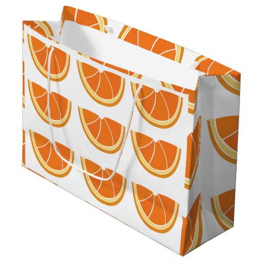 Grand Sac Cadeau Tranches de fruits orange (Devant Angle)