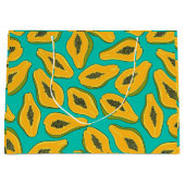 Grand Sac Cadeau Tranches de papaye turquoise (Devant)