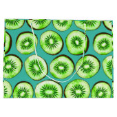 Grand Sac Cadeau Tranches Kiwi sur turquoise (Dos)