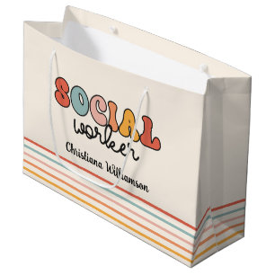Grand Sac Cadeau Travailleur social rétro personnalisé