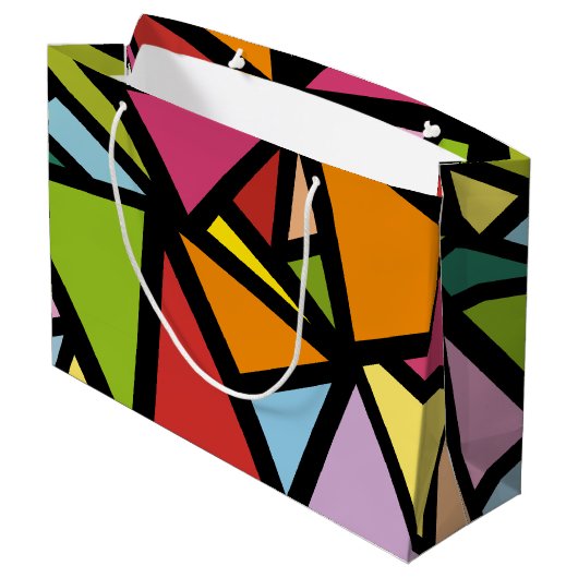 Grand Sac Cadeau Triangles colorés motif 3 (Dos Angle)
