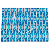Grand Sac Cadeau Tribal Batik - Sapphire Blue et Silver Grey (Devant)