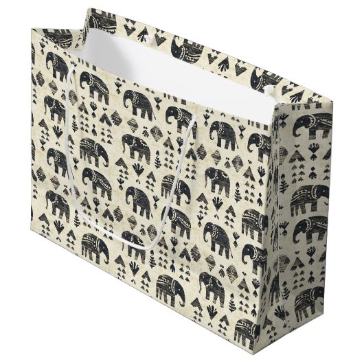 Grand Sac Cadeau Tribal Elephant Boho Pattern (1) (Devant Angle)