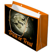 Grand Sac Cadeau Trick or Treat Personnalisez VOTRE NOM Bats Éffray (Devant Angle)