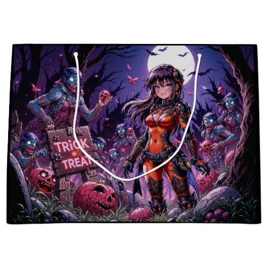 Grand Sac Cadeau Trick ou traiter Halloween Zombies distribuer le c (Devant)