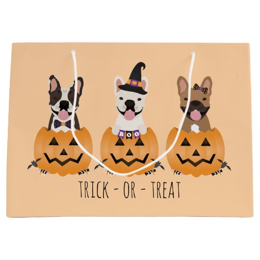 Grand Sac Cadeau Trick Ou Treat Citrouille (Devant)