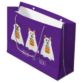 Grand Sac Cadeau Trick Ou Treat Corgi Ghost Dogs Halloween (Devant Angle)