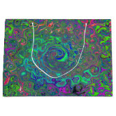 Grand Sac Cadeau Trippy Chartreuse et Blue Retro Liquid Swirl (Devant)