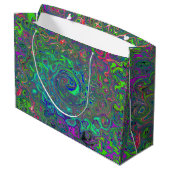 Grand Sac Cadeau Trippy Chartreuse et Blue Retro Liquid Swirl (Dos Angle)