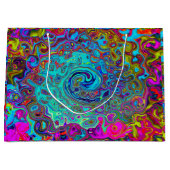 Grand Sac Cadeau Trippy Sky Blue Abstrait Retro Liquid Swirl (Devant)