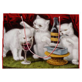 Grand Sac Cadeau Trois chatons heureux à la fête (Dos)