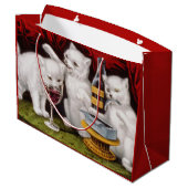 Grand Sac Cadeau Trois chatons heureux à la fête (Dos Angle)