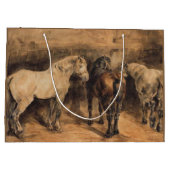 Grand Sac Cadeau Trois chevaux dans leur stabilité (Dos)