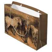 Grand Sac Cadeau Trois chevaux dans leur stabilité (Dos Angle)