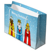 Grand Sac Cadeau Trois hommes sages en bleu clair (Devant Angle)