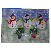 Grand Sac Cadeau Trois motoneiges de Noël (Dos)