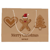 Grand Sac Cadeau Trois pain d'épice Noël Formes et texte des cookie (Dos)